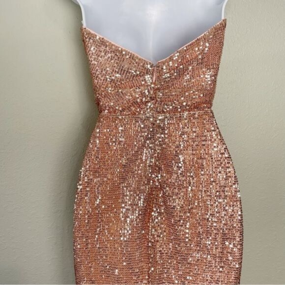 NBD Revolve sequin kash gown baby pink strapless XS - Picture 10 of 15